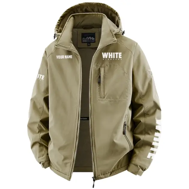 White Planters Exclusive Fleece Windbreaker Jacket Detachable Hood OUFAV2020819WPZ - White Planters Jacket